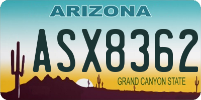AZ license plate ASX8362