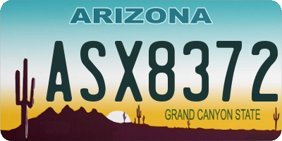 AZ license plate ASX8372