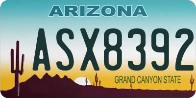 AZ license plate ASX8392