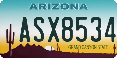 AZ license plate ASX8534
