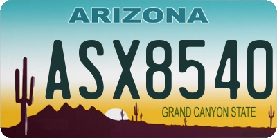 AZ license plate ASX8540