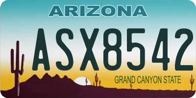 AZ license plate ASX8542