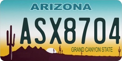 AZ license plate ASX8704