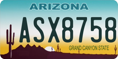 AZ license plate ASX8758