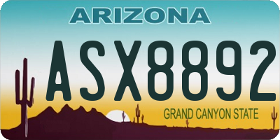 AZ license plate ASX8892