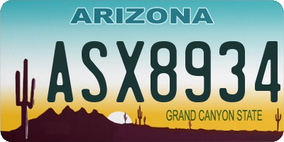AZ license plate ASX8934