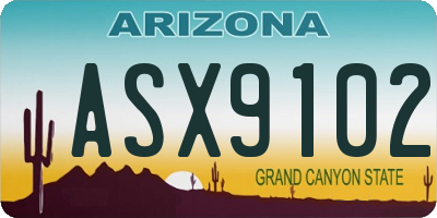 AZ license plate ASX9102