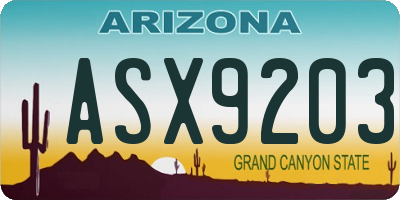 AZ license plate ASX9203