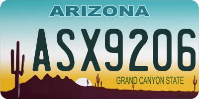 AZ license plate ASX9206