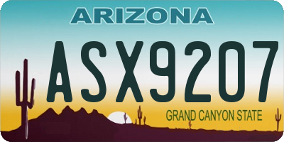 AZ license plate ASX9207