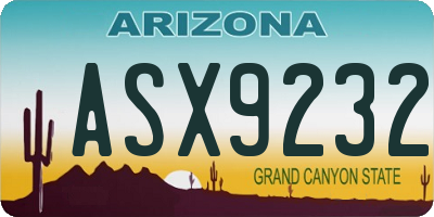 AZ license plate ASX9232