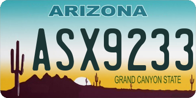 AZ license plate ASX9233