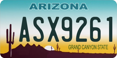 AZ license plate ASX9261