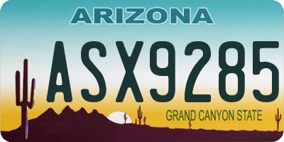AZ license plate ASX9285