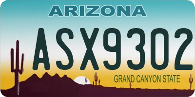 AZ license plate ASX9302