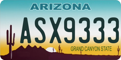 AZ license plate ASX9333