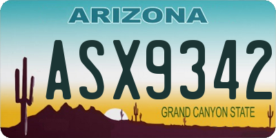 AZ license plate ASX9342