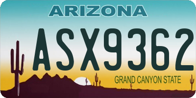 AZ license plate ASX9362