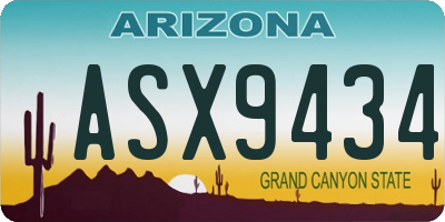 AZ license plate ASX9434