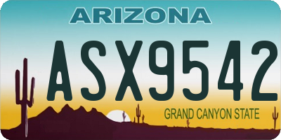 AZ license plate ASX9542