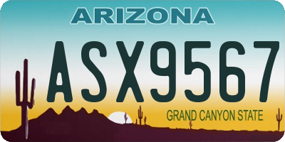 AZ license plate ASX9567