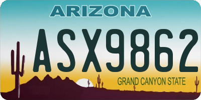 AZ license plate ASX9862