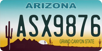 AZ license plate ASX9876