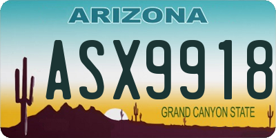 AZ license plate ASX9918