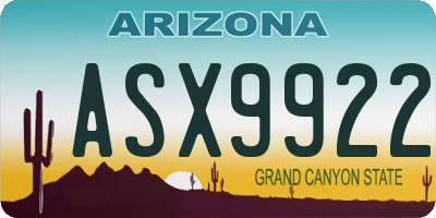 AZ license plate ASX9922