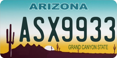 AZ license plate ASX9933