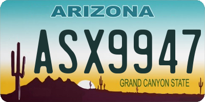 AZ license plate ASX9947
