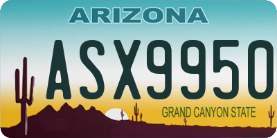 AZ license plate ASX9950