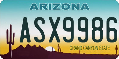 AZ license plate ASX9986
