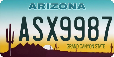 AZ license plate ASX9987