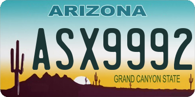 AZ license plate ASX9992