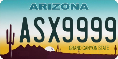 AZ license plate ASX9999