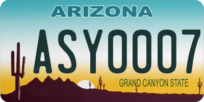 AZ license plate ASY0007