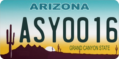 AZ license plate ASY0016