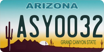 AZ license plate ASY0032