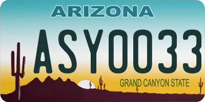 AZ license plate ASY0033
