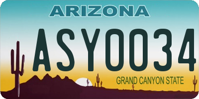 AZ license plate ASY0034