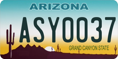 AZ license plate ASY0037