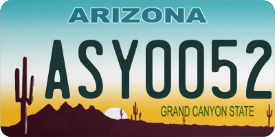 AZ license plate ASY0052