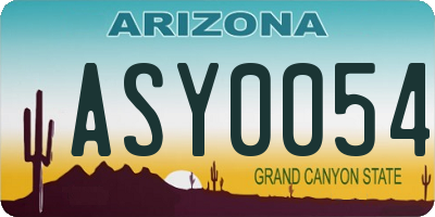 AZ license plate ASY0054