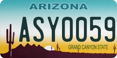AZ license plate ASY0059