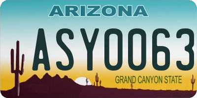 AZ license plate ASY0063