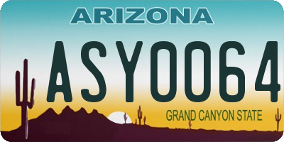 AZ license plate ASY0064