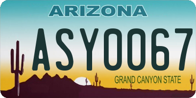 AZ license plate ASY0067