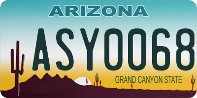 AZ license plate ASY0068