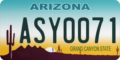 AZ license plate ASY0071